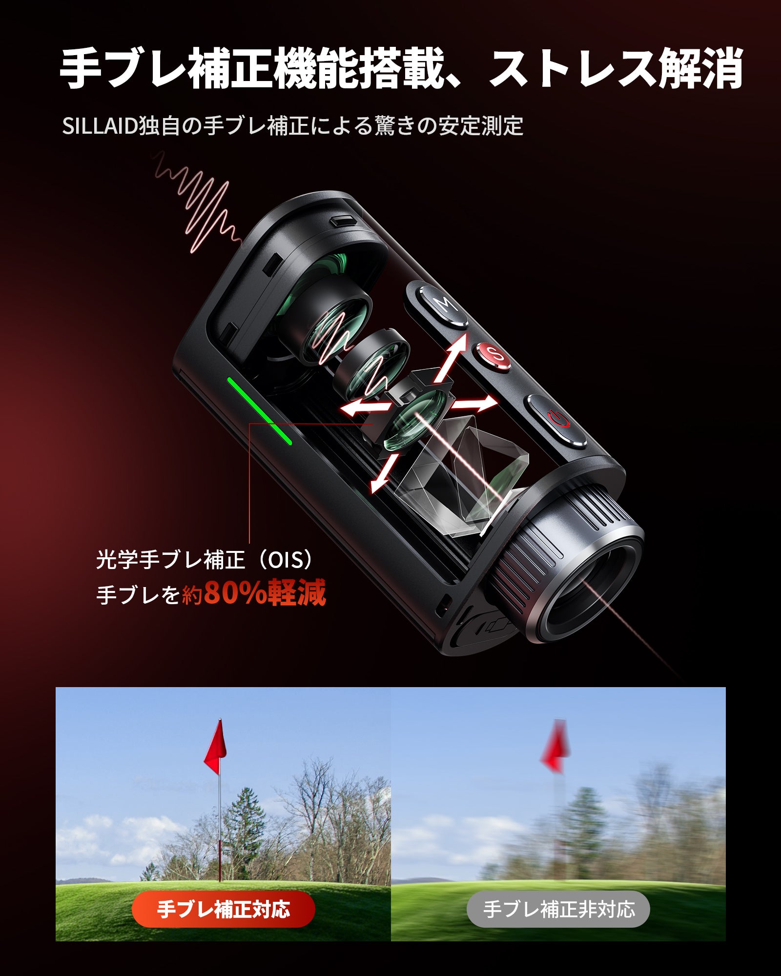 光学式手ブレ補正を極め、最速0.02秒×世界最小・最軽量※を実現。ゴルフ