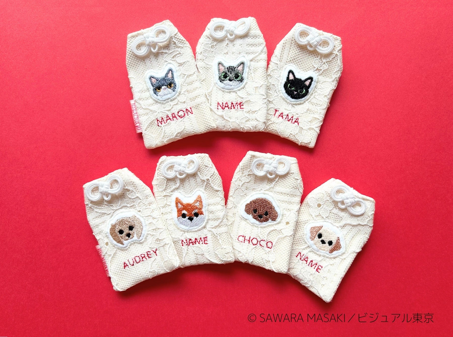 【新品】 TSUHARU SM2 ノベルティ ねこ刺繍ミトン うちの子”を刺繍で形にする。ビジュアル東京のペット刺繍サービス