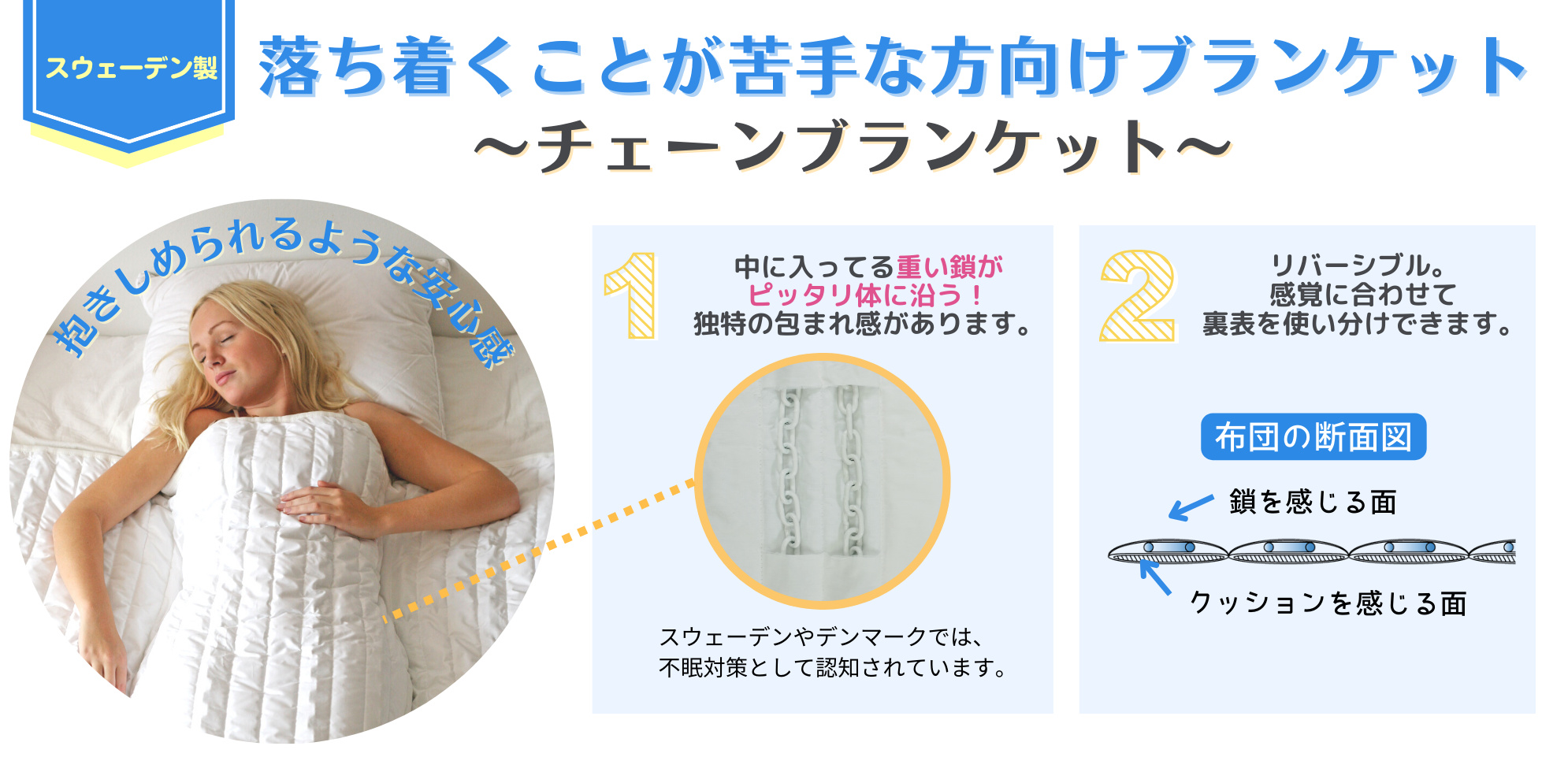 スウェーデン発「チェーンブランケット」の日本展開。眠るのが苦手な人